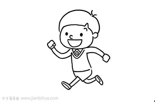 男孩女孩吃瓜简笔画